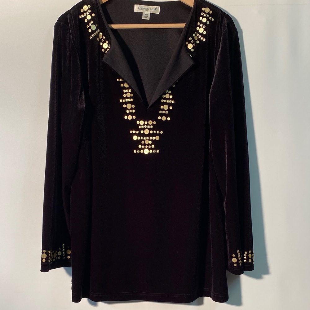 Coldwater Creek Black Top with Gold Accents